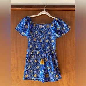 Girls floral Jumper with pockets and tassle tie at the waist